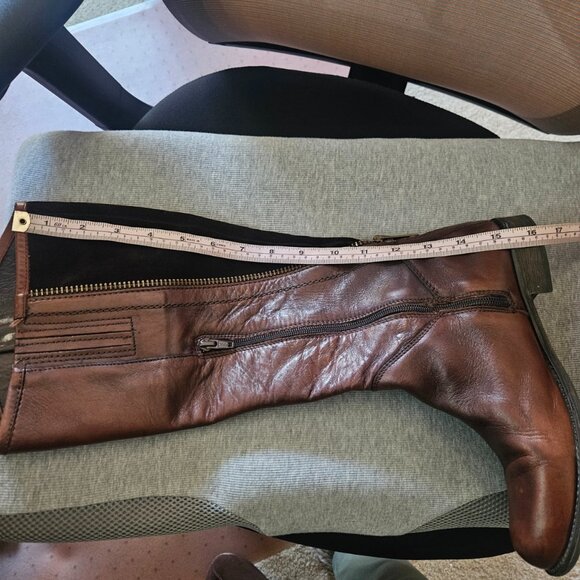 Womens Brown Distressed Leather &Zip-Lined Suede Silpa-Sole Riding Knee Boots 8M - Picture 12 of 14